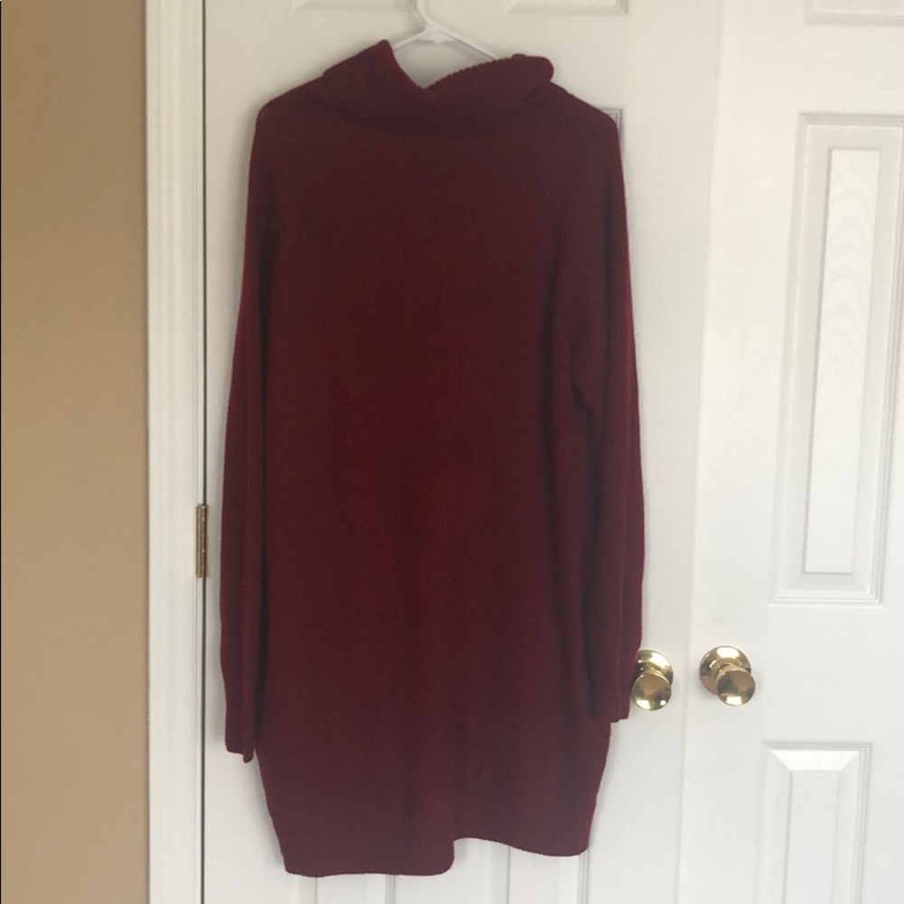 Maroon sweater dress with pockets size large